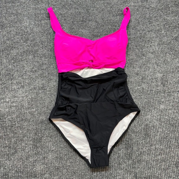 Other - Womens S Colorblock Monokini Swimsuit Pink Cutout One Piece Retro NWOT Adustable